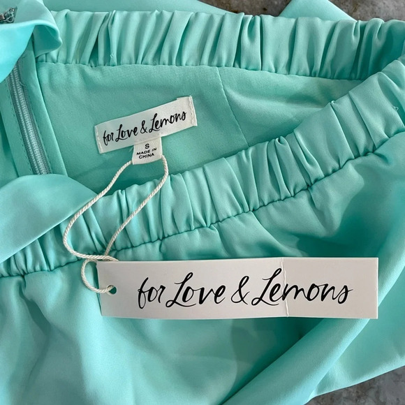 NWT For Love and Lemons Marie Asymmetrical Strap Mint Mini Skirt - Picture 2 of 9